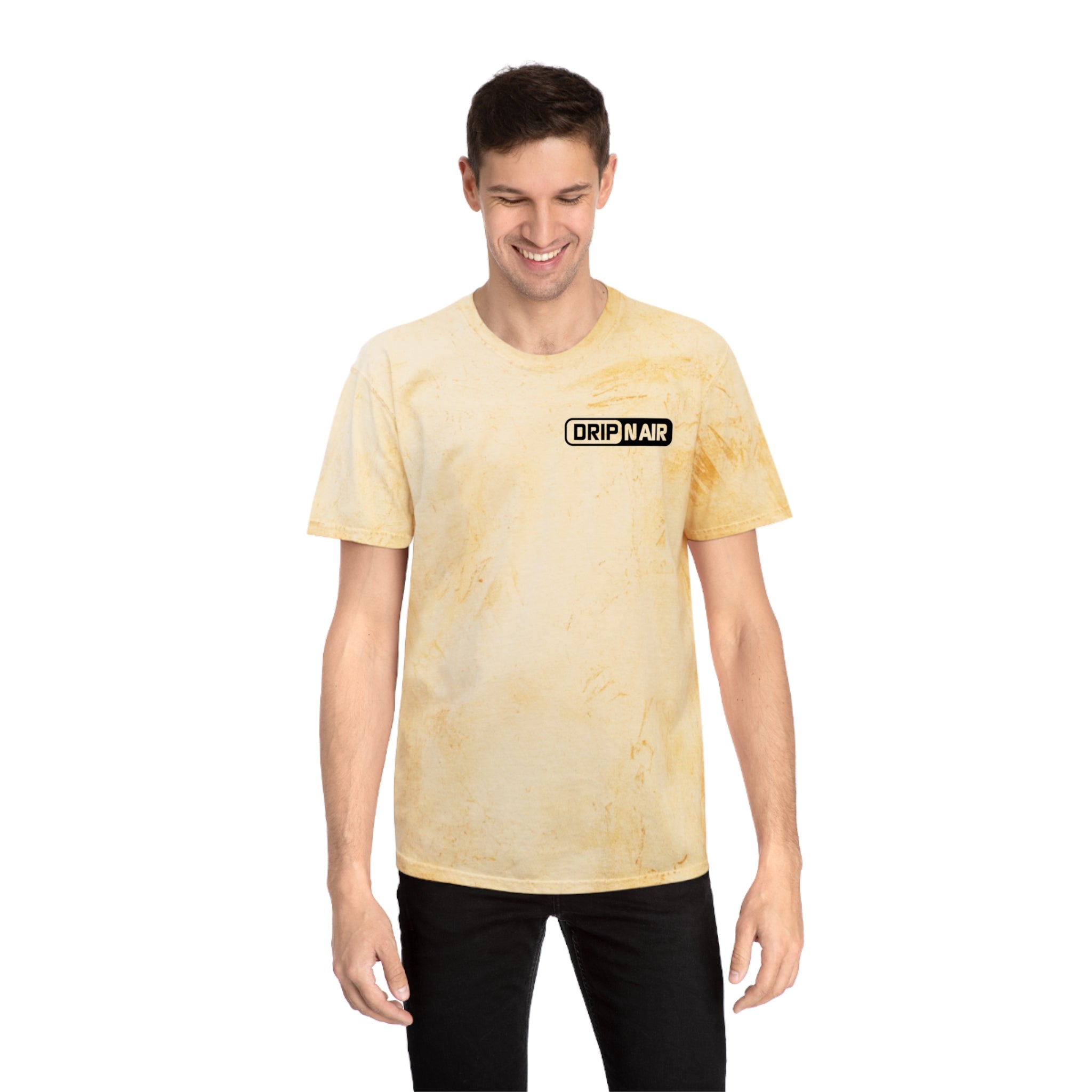 Tie-Dye Tee — 'DRIPNAIR' Yellow Marble Graphic T-Shirt