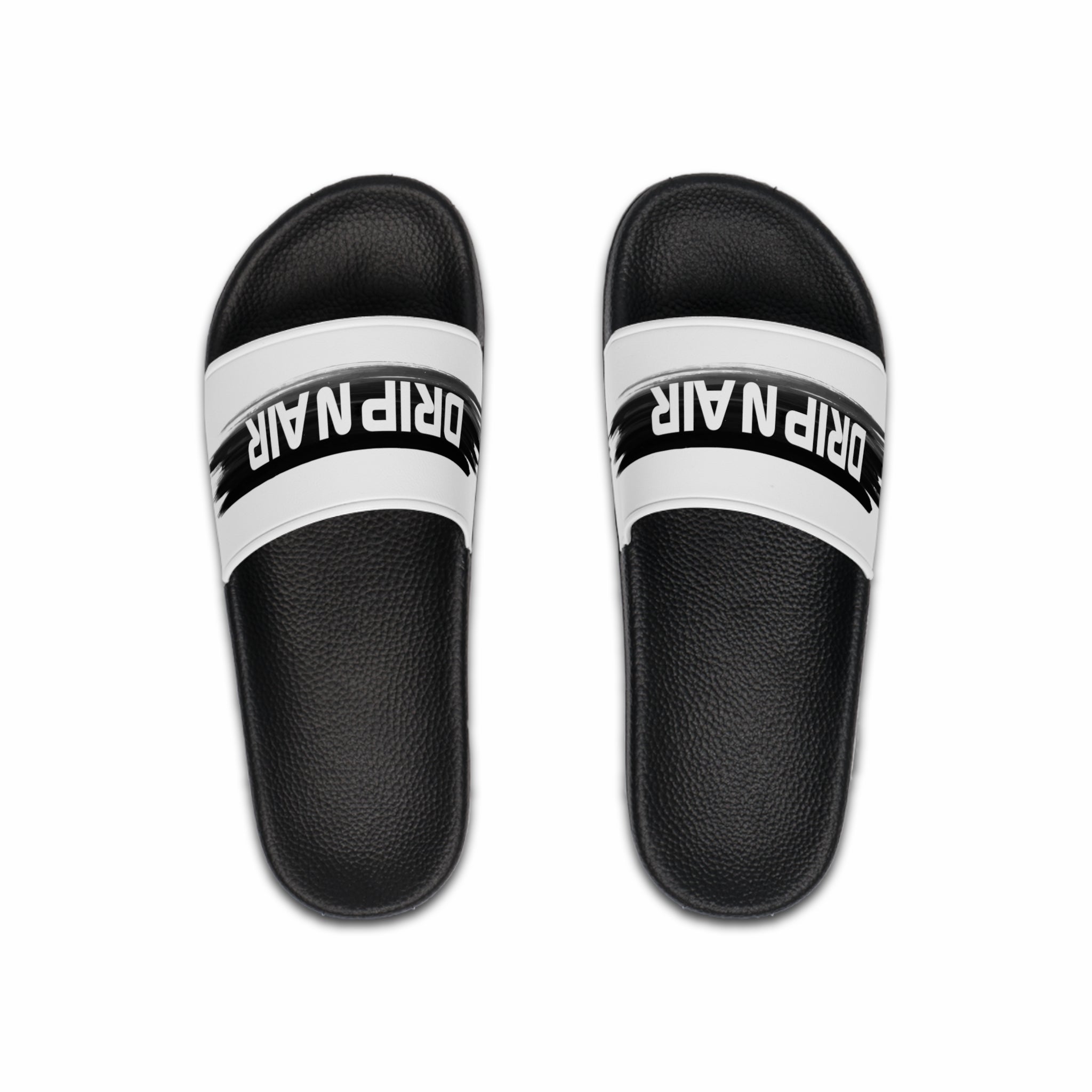 Drip N Air Black & White Slide Sandals — Men’s Casual Pool, Beach & Street Slides