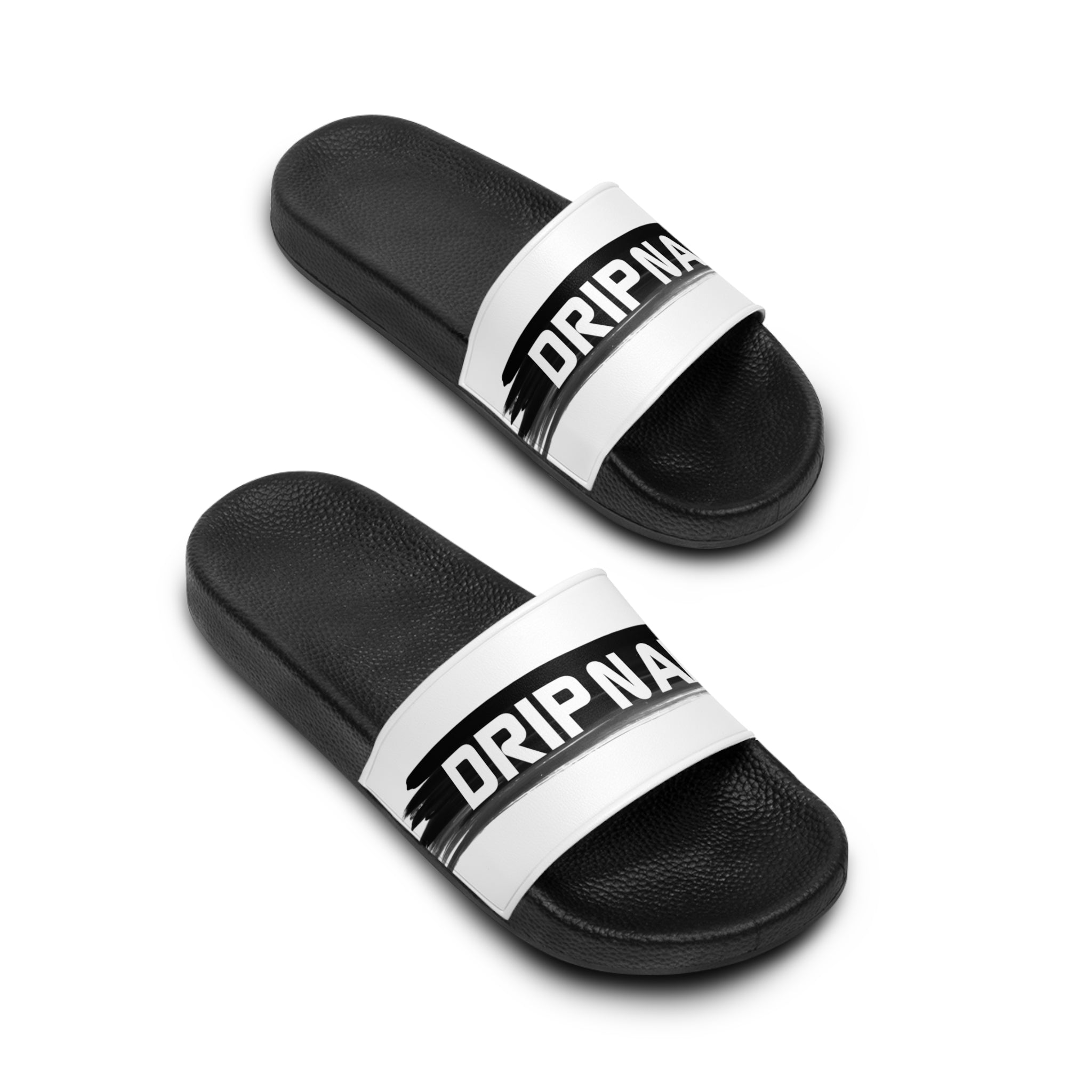 Drip N Air Black & White Slide Sandals — Men’s Casual Pool, Beach & Street Slides