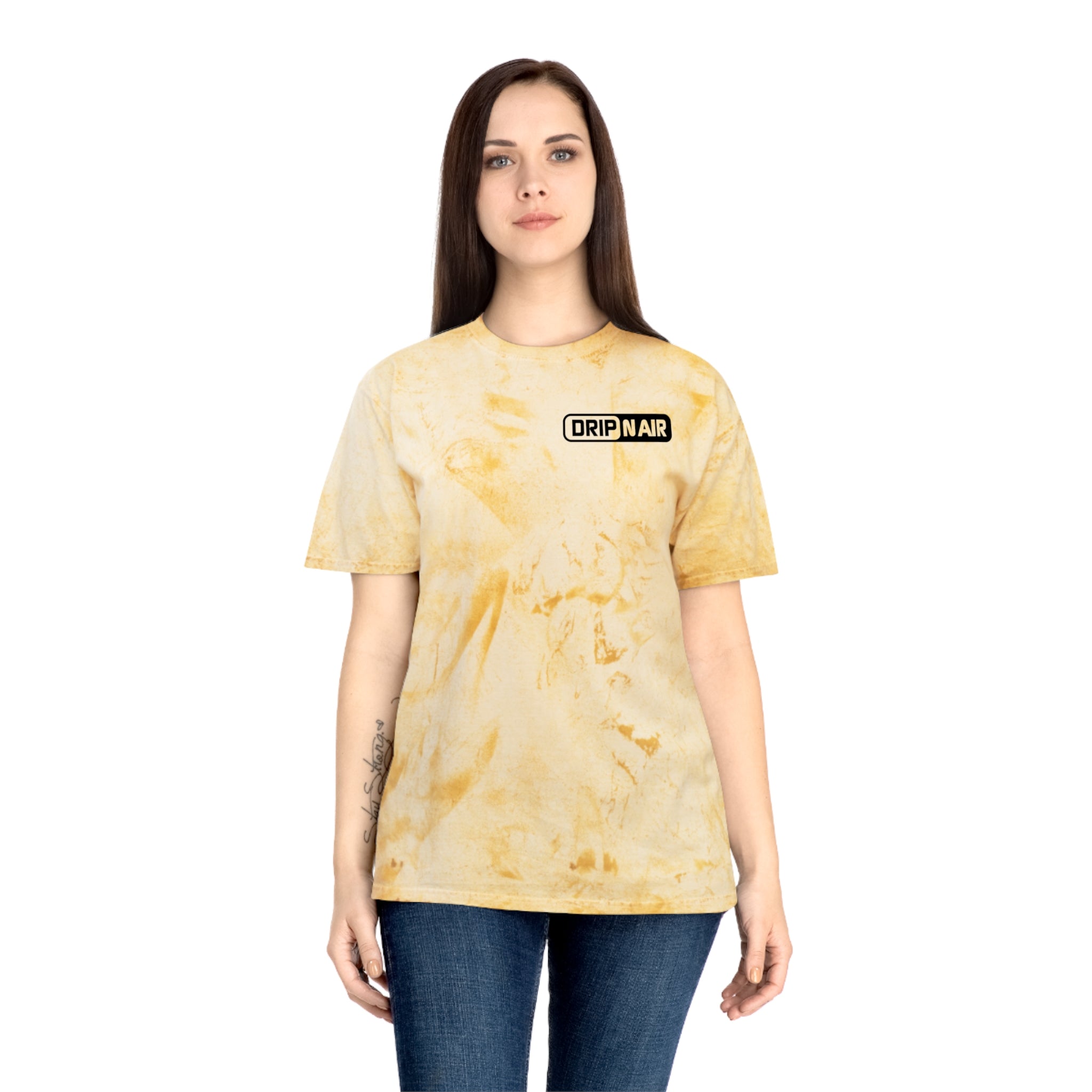 Tie-Dye Tee — 'DRIPNAIR' Yellow Marble Graphic T-Shirt